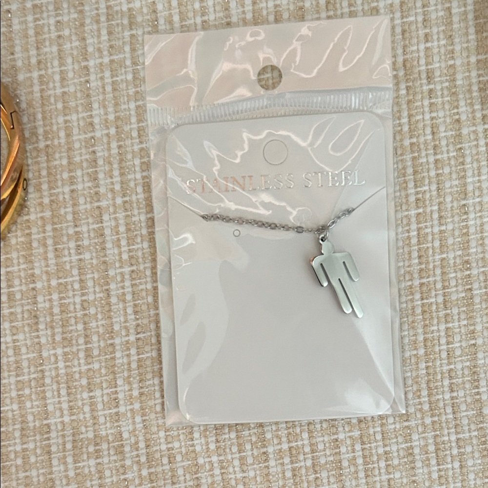 Silver Stainless Steel Pendant Necklace